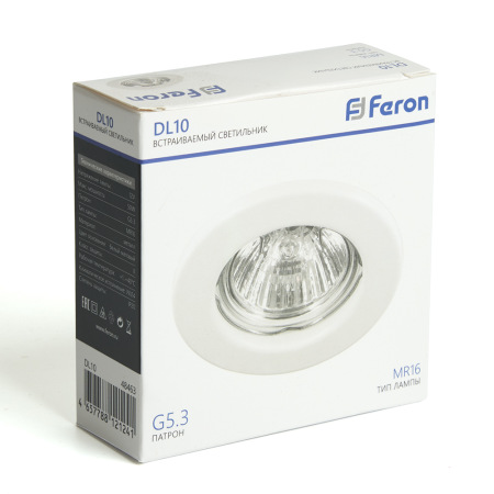 Светильник потолочный встраиваемый Feron DL10 MR16 50W G5.3 белый матовый