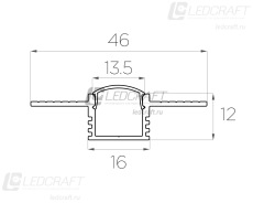 Профиль алюминиевый под шпаклевку LC-LPSH-1246-2 Anod