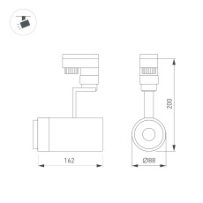 Светильник LGD-ZEUS-2TR-R88-20W Warm3000 (BK, 20-60 deg, 230V) (Arlight, IP20 Металл, 5 лет), 025947(1)