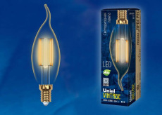 Лампа светодиодная филаментная Uniel E14 5W 2250K прозрачная LED-CW35-5W/GOLDEN/E14 GLV21GO UL-00002397