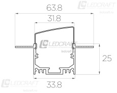 Профиль алюминиевый под шпаклевку LC-LPSH-2564-2 Anod