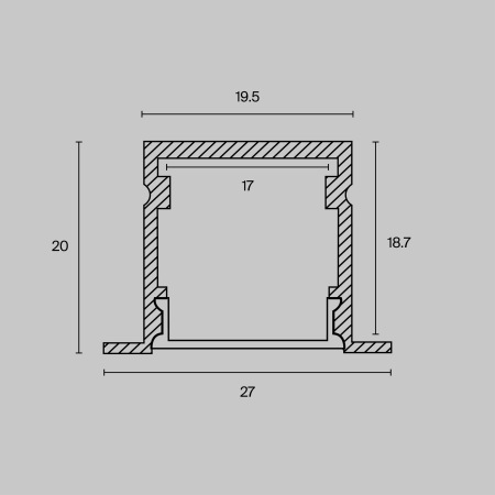 Алюминиевый профиль встраиваемый 27x20, ALM-2720-S-2M