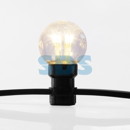 Гирлянда LED Galaxy Bulb String 10м, черный КАУЧУК, 30 ламп*6 LED ТЕПЛЫЙ БЕЛЫЙ, влагостойкая IP65