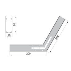 Соединитель  RVE-CONNECT-120  угловой 120° для встраиваемого профиля 35x90 мм.