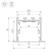 Профиль LINIA49-F-M-2000 BLACK (Arlight, Алюминий)