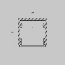 Алюминиевый профиль накладной 20x20, ALM-2020-S-2M
