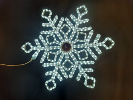 Светодиодная снежинка Rich LED, белая, дюралайт на металлокаркасе, 70 см, 360 LED, 220 B. RL-SFDL70-W