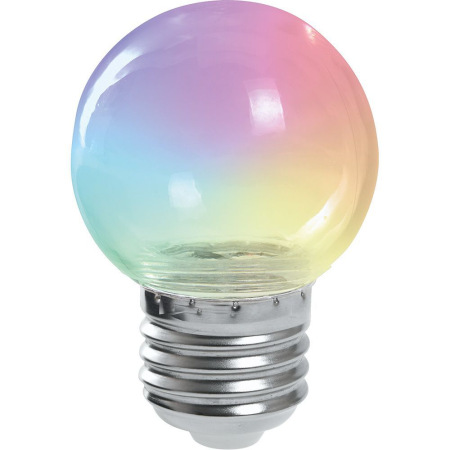 Лампа светодиодная, (1W) 230V E27 RGB G45, LB-37 прозрачный плавная смена цвета