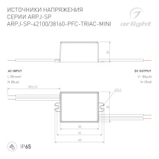 Блок питания ARPJ-SP-38160-PFC-TRIAC-MINI (6W, 19-38V, 160mA) (Arlight, IP65 Пластик, 5 лет)