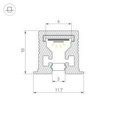 Профиль с экраном SL-MINI-3-H10-F12-2000 IRON GREY (Arlight, Алюминий+пластик)
