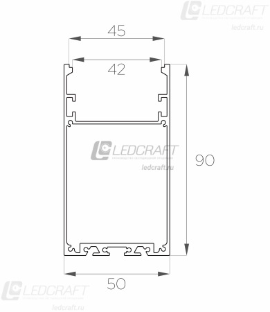 Профиль накладной алюминиевый LC-LP-9050-2 Anod