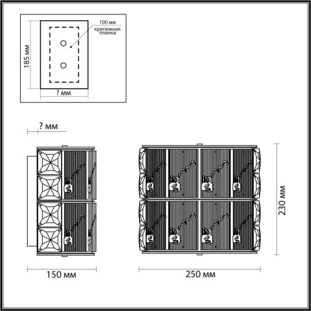 5070/2W HALL ODL24 619 золото/прозрачный/матовый/металл/хрусталь/стекло Бра E14 2*40W FIESTA