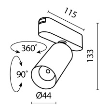 Трековый светильник Focus Led Radity 3000K 12Вт 36°, TR103-1-12W3K-M-B