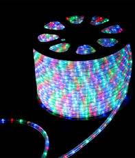 Светодиодный Дюралайт Ø13 мм Разноцветный с Мерцанием Белого Диода, 36 LED/м, Свечение 360°, IP54, Бухта 100м