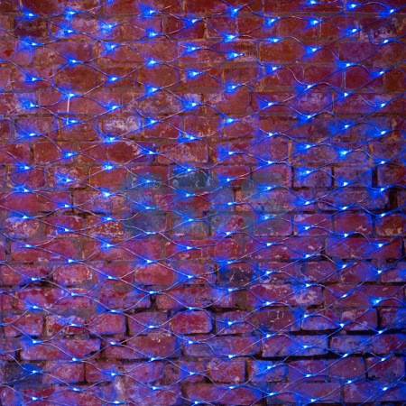 Гирлянда Сеть 2х1,5м, свечение с динамикой, Прозрачный ПВХ, 288 LED, 230 В, цвет: Синий