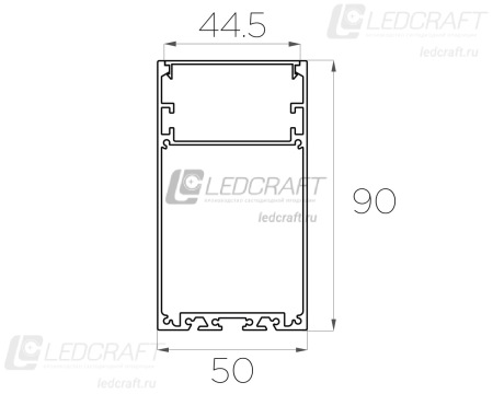 Профиль накладной алюминиевый LC-LP-9050-2 Anod