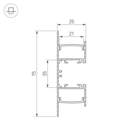 Профиль WALL-2575-DUAL-2000 ANOD BLACK (Arlight, Алюминий)