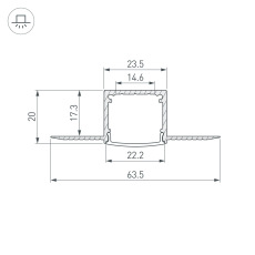 Профиль FANTOM-W20-H20-2000 ANOD (Arlight, Алюминий)