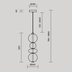 Подвесной светильник Futuro 3000К 36Вт, MOD307PL-L36BS3K