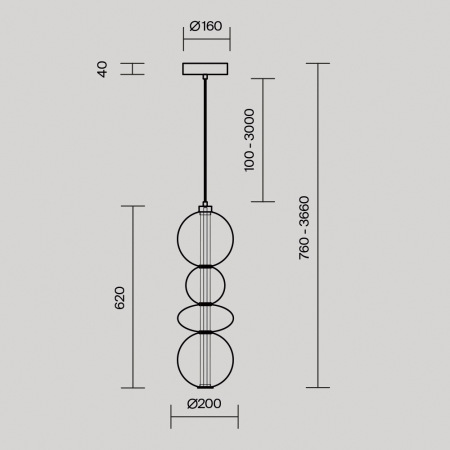 Подвесной светильник Futuro 3000К 36Вт, MOD307PL-L36BS3K