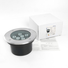 Светодиодный светильник тротуарный (грунтовый) Feron SP2803,10W, AC 12V, низковольтный, 4000К, металлик, D160*H90mm, вн.диаметр: 110mm, IP67