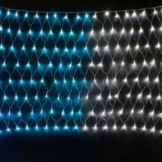 Светодиодная Сеть с Эффектом Бегущий Огонь 3 x 1 м Синяя 24В, 320 LED, Провод Прозрачный Силикон, IP65
