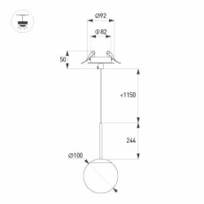 Светильник SP-BEADS-HANG-BUILT-T-R100-8W Warm3000 (BK-GD, 180 deg, 230V) (Arlight, IP20 Металл, 5 лет)