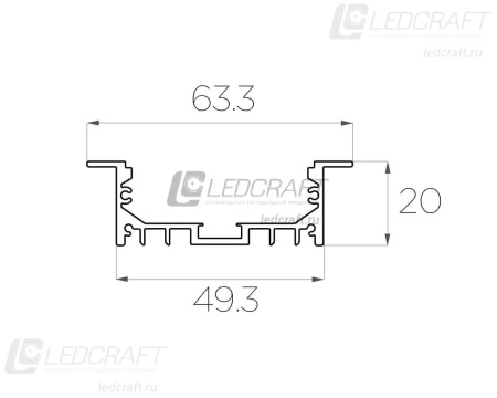 Профиль врезной алюминиевый LC-LPV-2063-2 Anod