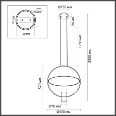 7028/2L HIGHTECH ODL25 285 золото/белый матовый/ металл/акрил Подвесной светильник золот. поворотный 150° IP20 LED GU10 2*7W ORBITE