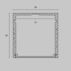 Алюминиевый профиль накладной 35x35, ALM-3535A-S-2M