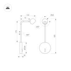 Светильник SP-OTTORI-LONG-WALL-6W Warm3000 (BK, 30 deg, 230V) (Arlight, IP20 Металл, 3 года) 048168