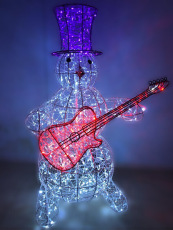 Снеговик музыкант с гитарой, контрабасом, саксафоном, u0-8