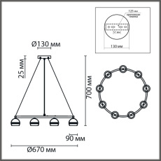 8242/9 COMFI LN25 черный металл Светильник подвесной LED GX53 8*7W 220V LUAZANA