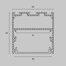 Алюминиевый профиль подвесной -накладной 50x50, ALM-5050-S-2M