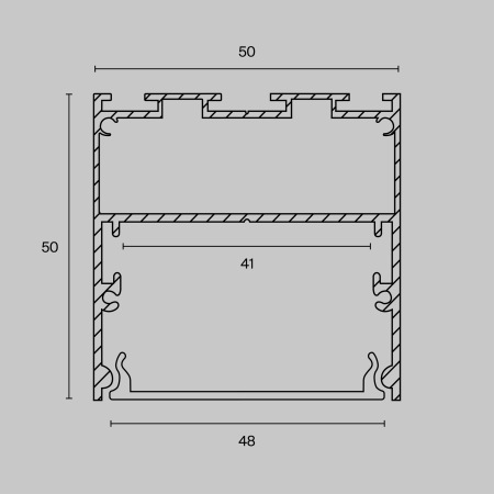Алюминиевый профиль подвесной -накладной 50x50, ALM-5050-S-2M