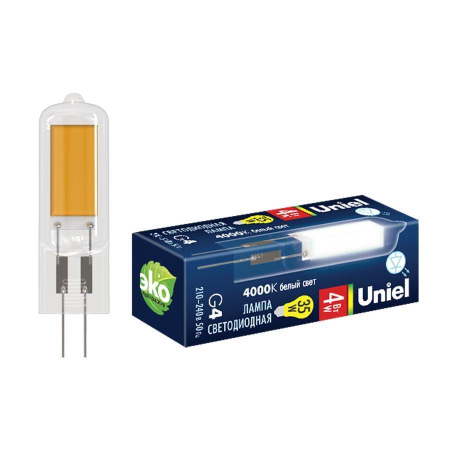 Лампа светодиодная Uniel G4 6W 4000K прозрачная LED-JC-220/6W/4000K/G4/CL GLZ08TR UL-00005066