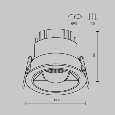Встраиваемый светильник Parete 2700К-3000K-4000К 12Вт 36°, DL100-12W2.7-3-4K-RD-W