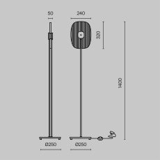 Напольный светильник (торшер) Eclipse 3000К 6Вт, MOD152FL-L1BK