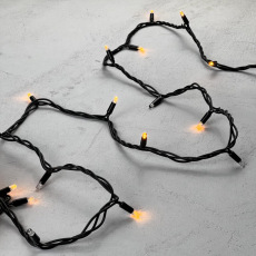 Гирлянда Нить 10м Желтая с Мерцанием Каждого Диода 220В, 75 LED, Провод Черный Каучук, IP65