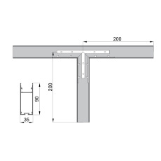 Соединитель  RVE-CONNECT-T  угловой T-образный для встраиваемого профиля 35x90 мм.