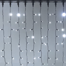 Гирлянда Занавес 2х3 м Белый 220В, 600 LED, Провод Черный Каучук 2,3мм, IP65
