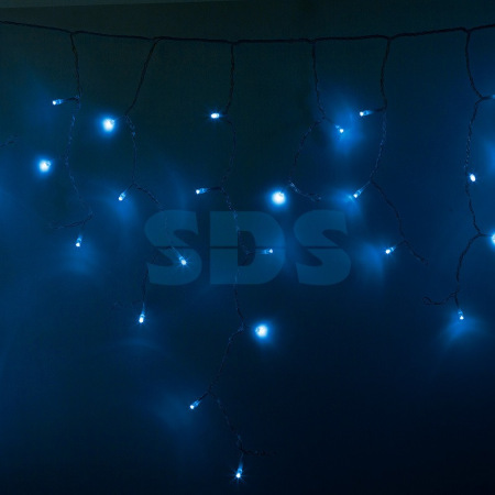 Гирлянда Айсикл (бахрома) светодиодный, 4,8 х 0,6 м, Прозрачный провод, 230 В, диоды синие,  176 LED NEON-NIGHT