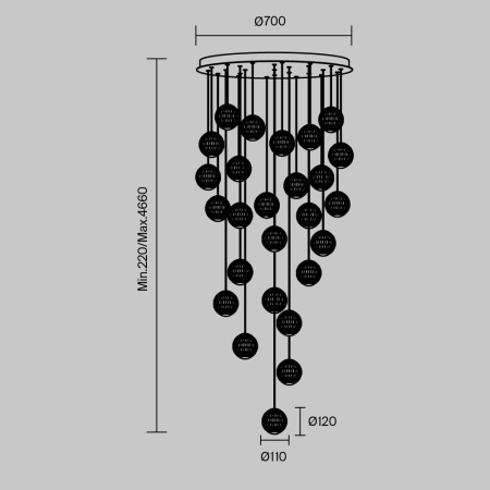 Подвесной светильник Sapphire 3000К 140Вт, MOD293PL-L140BS3K