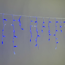 Гирлянда Бахрома 3,1 x 0,5 м Синяя с Мерцанием Белого Диода 220В, 120 LED, Провод Белый