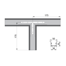 Соединитель  RVE-CONNECT-T  угловой T-образный для встраиваемого профиля 49х32 мм.