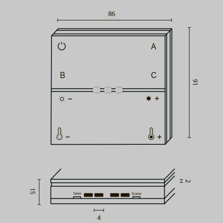 Беспроводная панель управления освещением, DRC034-8-W