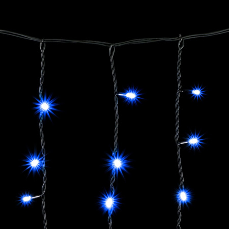 Гирлянда Бахрома 3,2 x 0,9 м Синяя 220В, 168 LED, Провод Черный Каучук, IP54