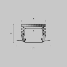 Алюминиевый профиль встраиваемый 22x12, ALM006S-2M