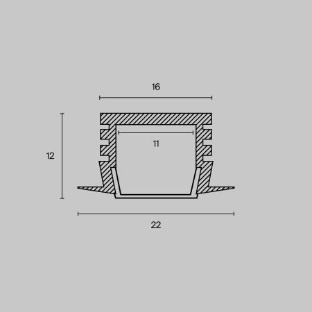 Алюминиевый профиль встраиваемый 22x12, ALM006S-2M