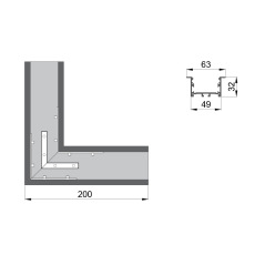 Соединитель  RVE-CONNECT-90  угловой 90° для встраиваемого профиля V_63x32 мм.